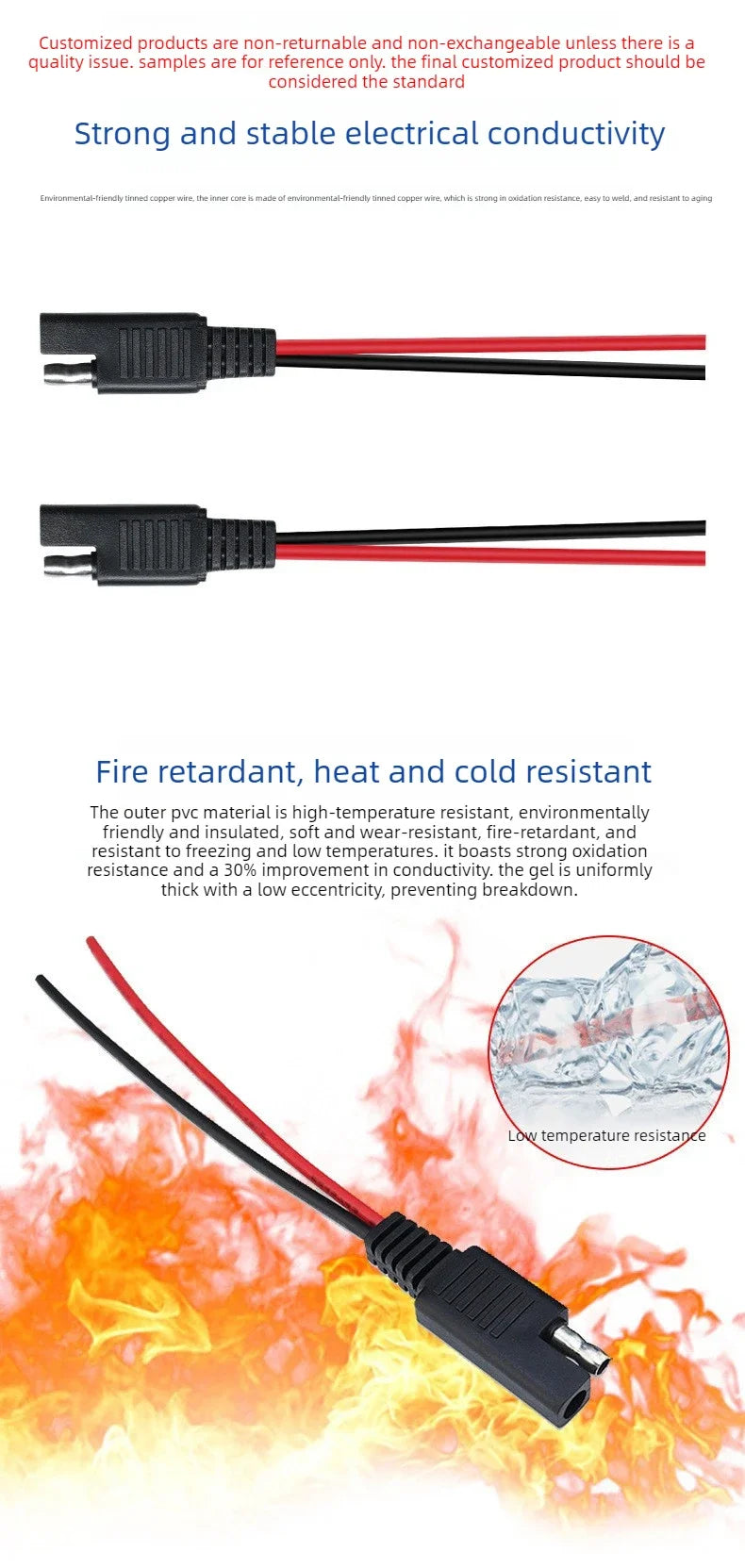 5PCS SAE Single-ended Cable Power Extension Connector Plug Cable Solar Panel Battery Adapter Quick Connect