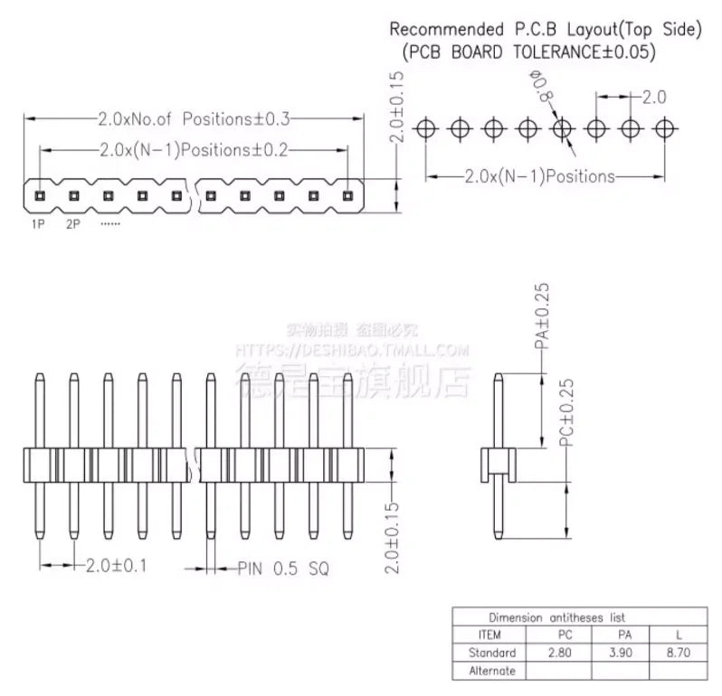 10PCS 1.0mm 1.27mm 2.0mm 2.54mm Pin Header Double Row Male 1/2~40P Breakaway PCB Board Connector Strip Pinheader 1*2/2P 4P 6-40p