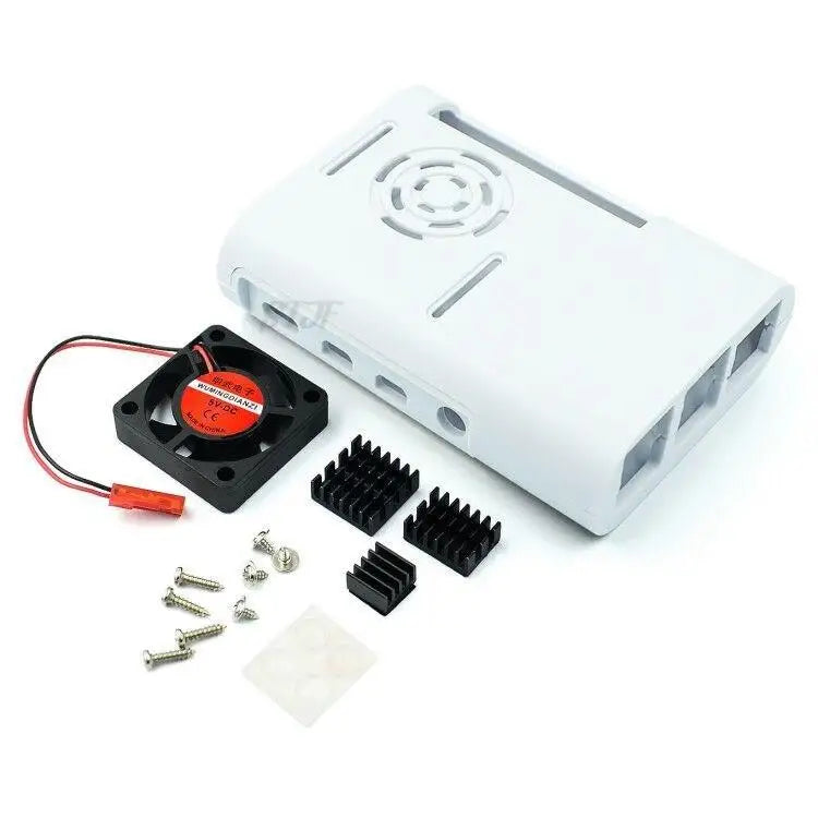 for Raspberry Pi 4B ABS injection molded case with a black and white heat dissipation fan