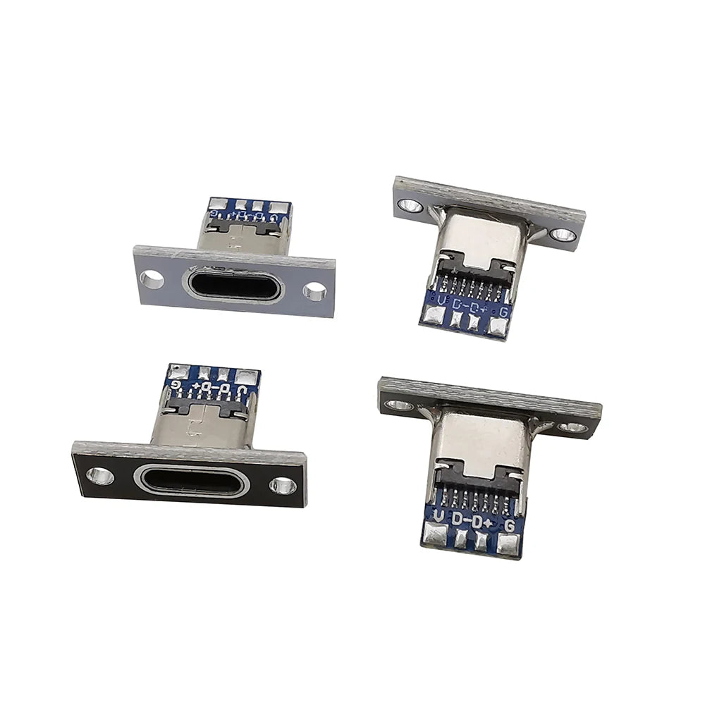1/6/10Pcs USB Type C Female Connector with Fixing Plate 2P 4P 6 Pin DIY Repair Type-C USB Jack Socket Charging Port