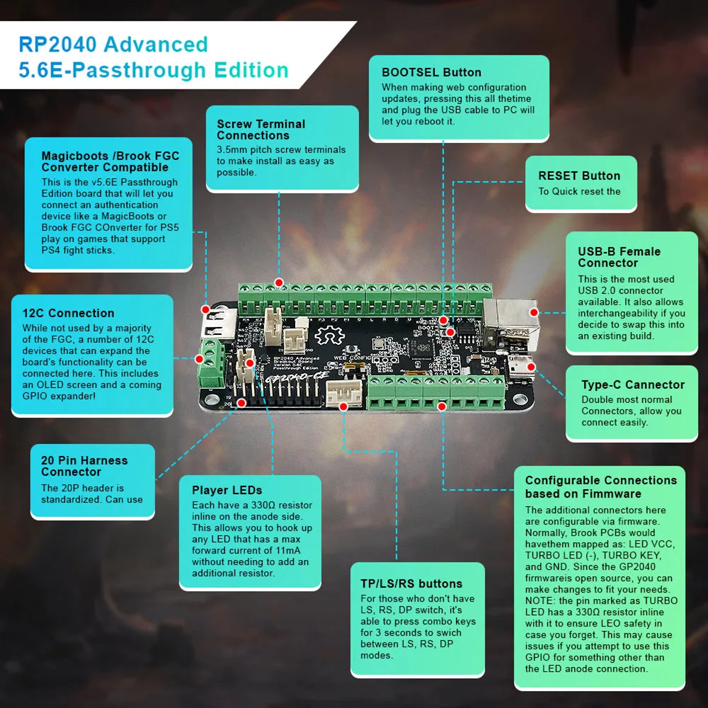 Raspberry Pi Pico Fighting Board For PC Game Console V1.1A Picoboot Keyboard Converter For PS3/PS4