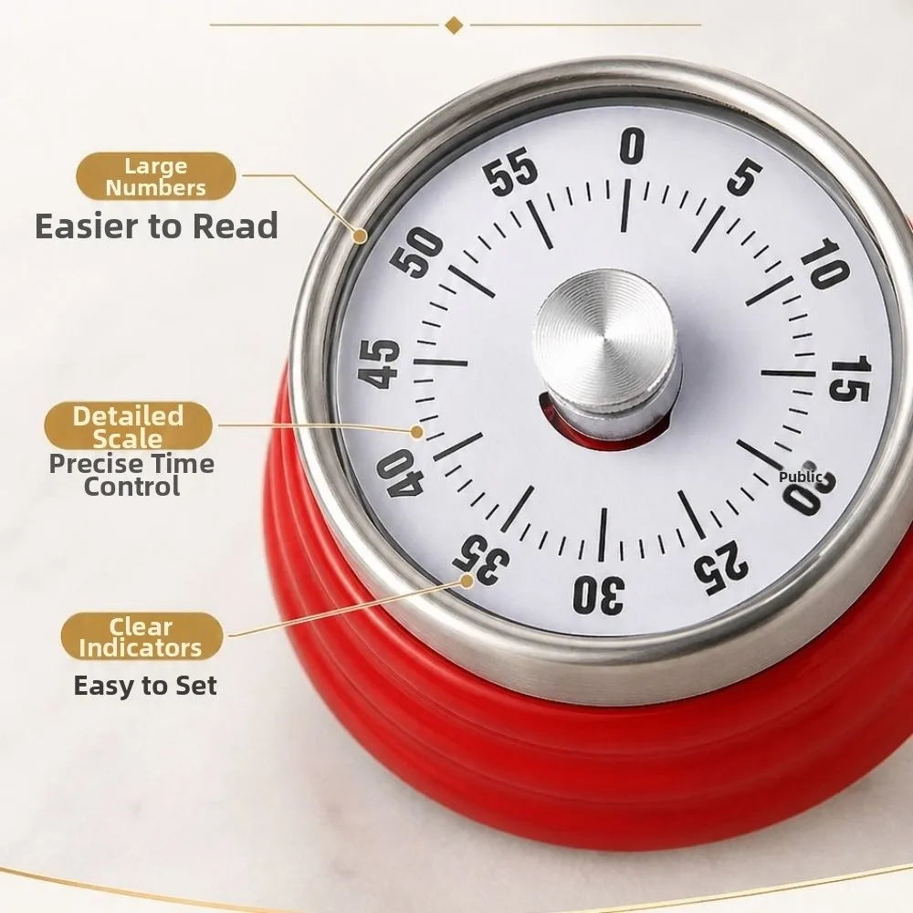 Magnetic Suction Countdown Alarm Clock 60 Minutes Battery Free Children Study Timer Mechanical Operation Visual Display