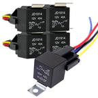 5 PIN 12V Relay with Harness, 40AMP 12 Volt Relay Automotive Relays with Relay Socket and Wiring Harness, SPDT Relay Switch