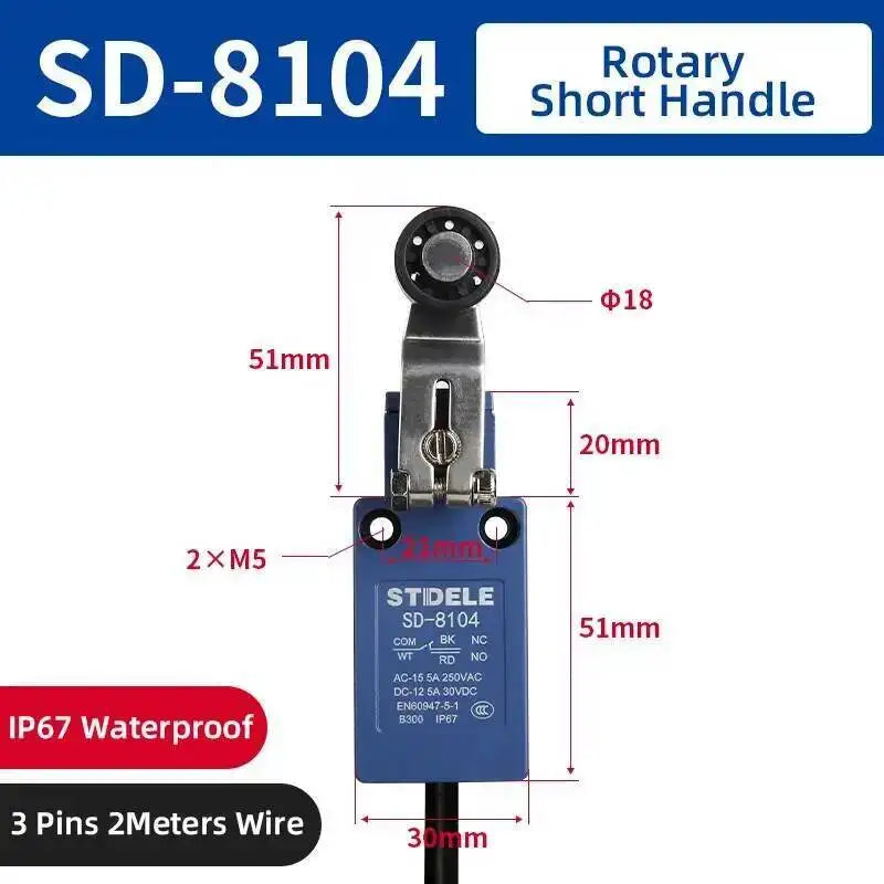 IP67 Waterproof Limit Switch Fecal Scraper Machine Sealing Micro Action SD-8108 Roller 8107 Outdoor ME-8104 Breeding