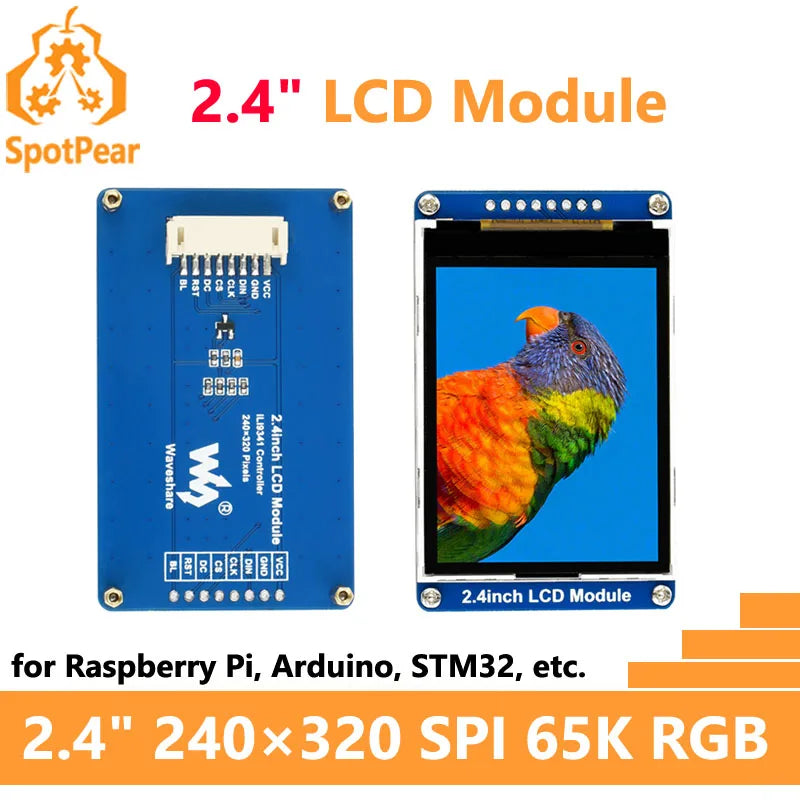 Waveshare 2.4inch LCD Display Module 65K RGB 2.4 inch SPI 240×320 for Arduino / Raspberry Pi / STM32