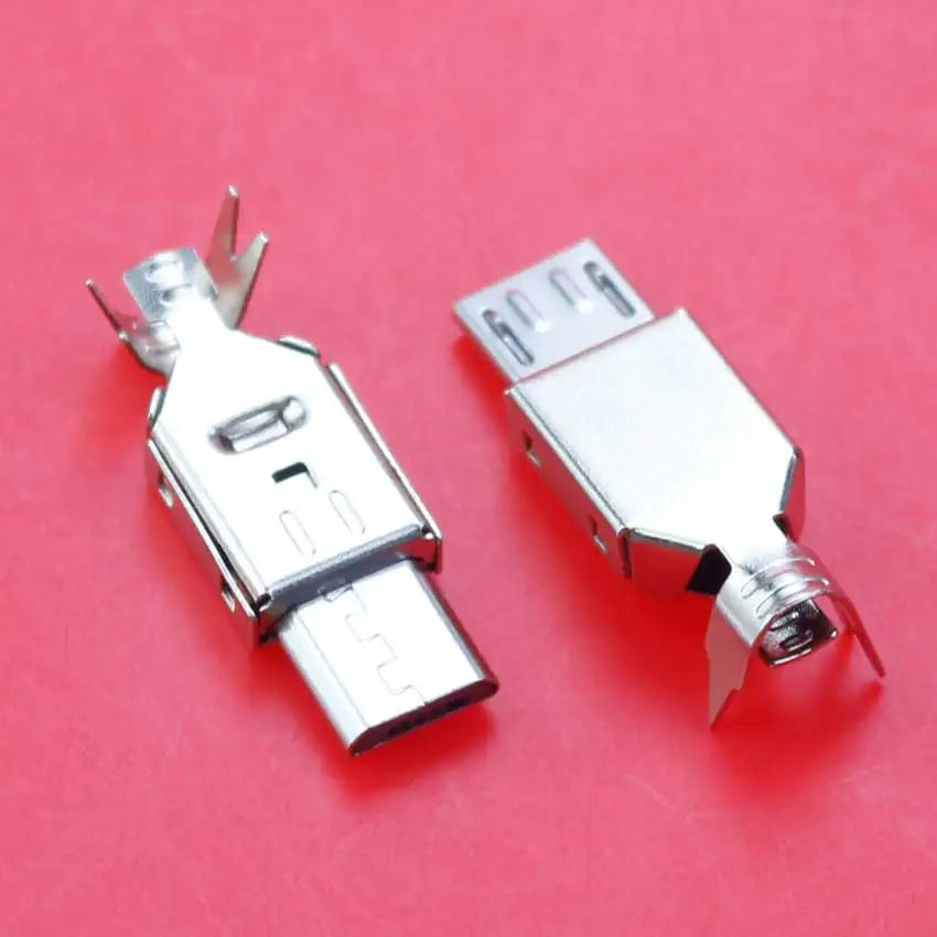 Cltgxdd 1Set Micro USB 4Pin 5PIN Male Connector Plug Metal Shell Welding Wire Data OTG Line Interface DIY Data Cable Plug