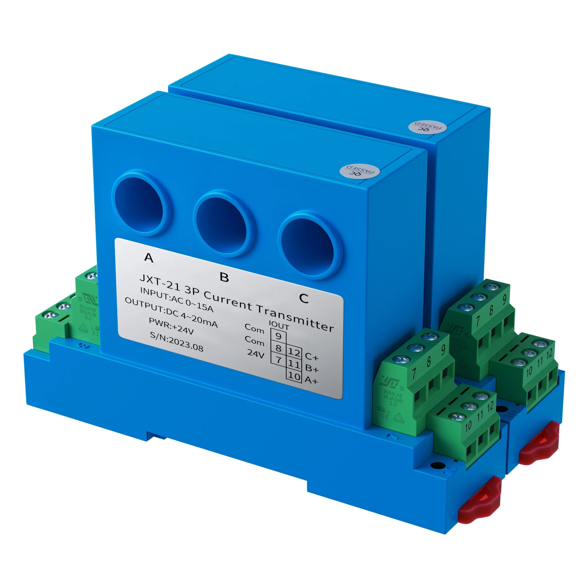 3 Phase Current Transmitter 2A 5A 10A 20A 50A 4-20mA 0-10V 0-5V AC Current Transducer AC Current Sensor