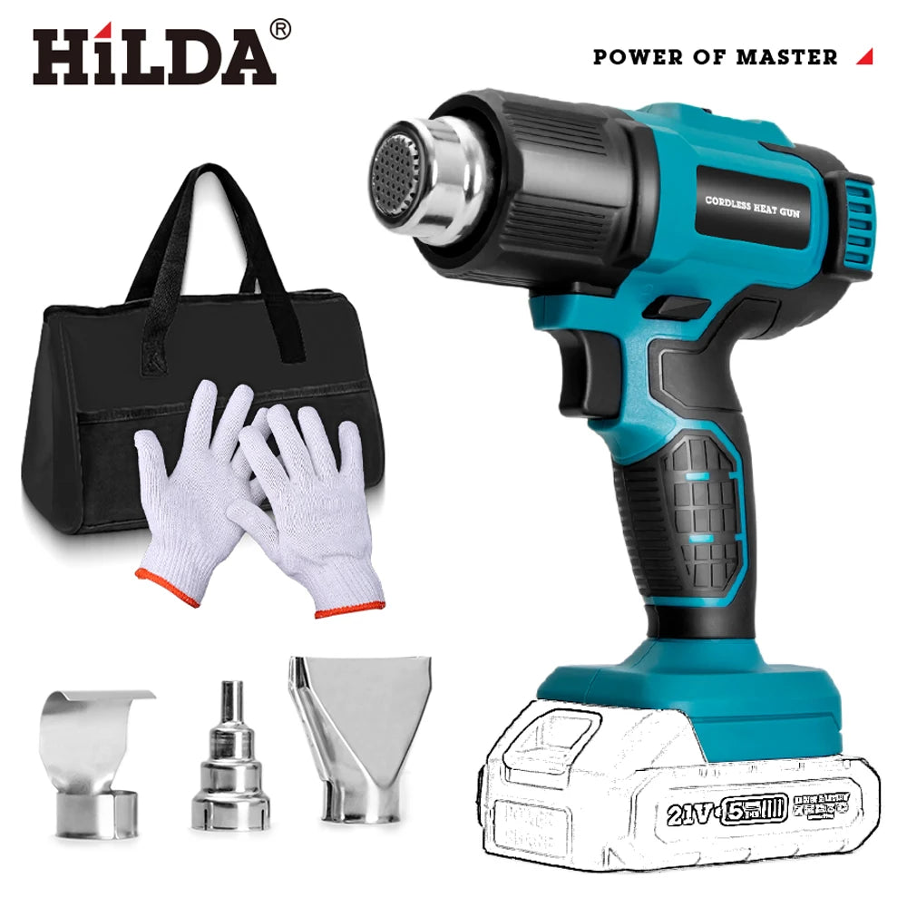 HILDA Handheld Hot Air Gun Adjustable Temperature Non-adjustable Temperature Portable for Makita 21V Battery Electric Heat Gun