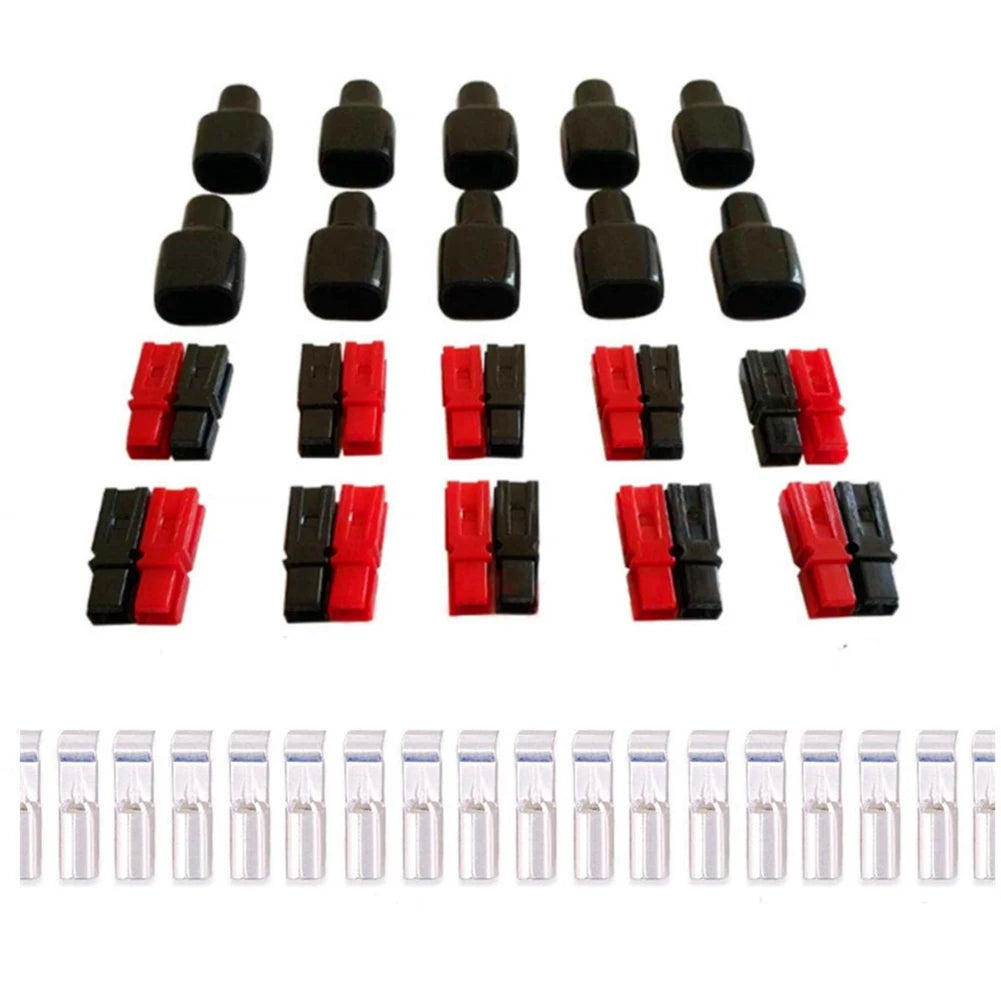 Sale-10 Pair 30A 600V Power Connectors Accessories with Insulation Cover for Anderson Powerpole Interlocking Plug
