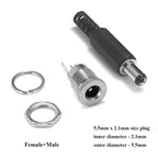 1-10Pcs 5.5 x 2.1mm 12V DC Power Male Plugs Connector Female Jack Screw Nut Panel Mount Adapter For DIY Projects Connector