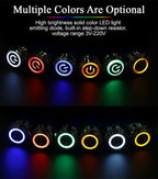 ABILKEEN 19mm Black Shell Push Button Switch LED Ring Illuminate Momentary/Latching Function 1NO1NC IP65 Waterproof Push Button