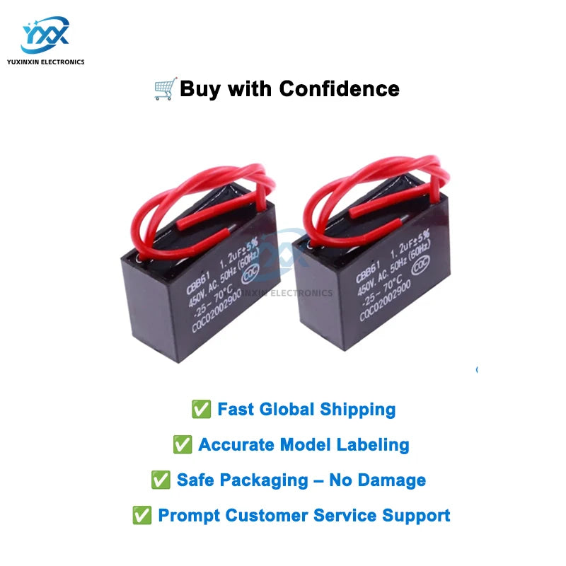 1PCS CBB61 Capacitor 0.8uF to 25uF 450V AC Motor Fan Run Start Super Capacitor Condensador for Ceiling Fan Air Conditioner Pump