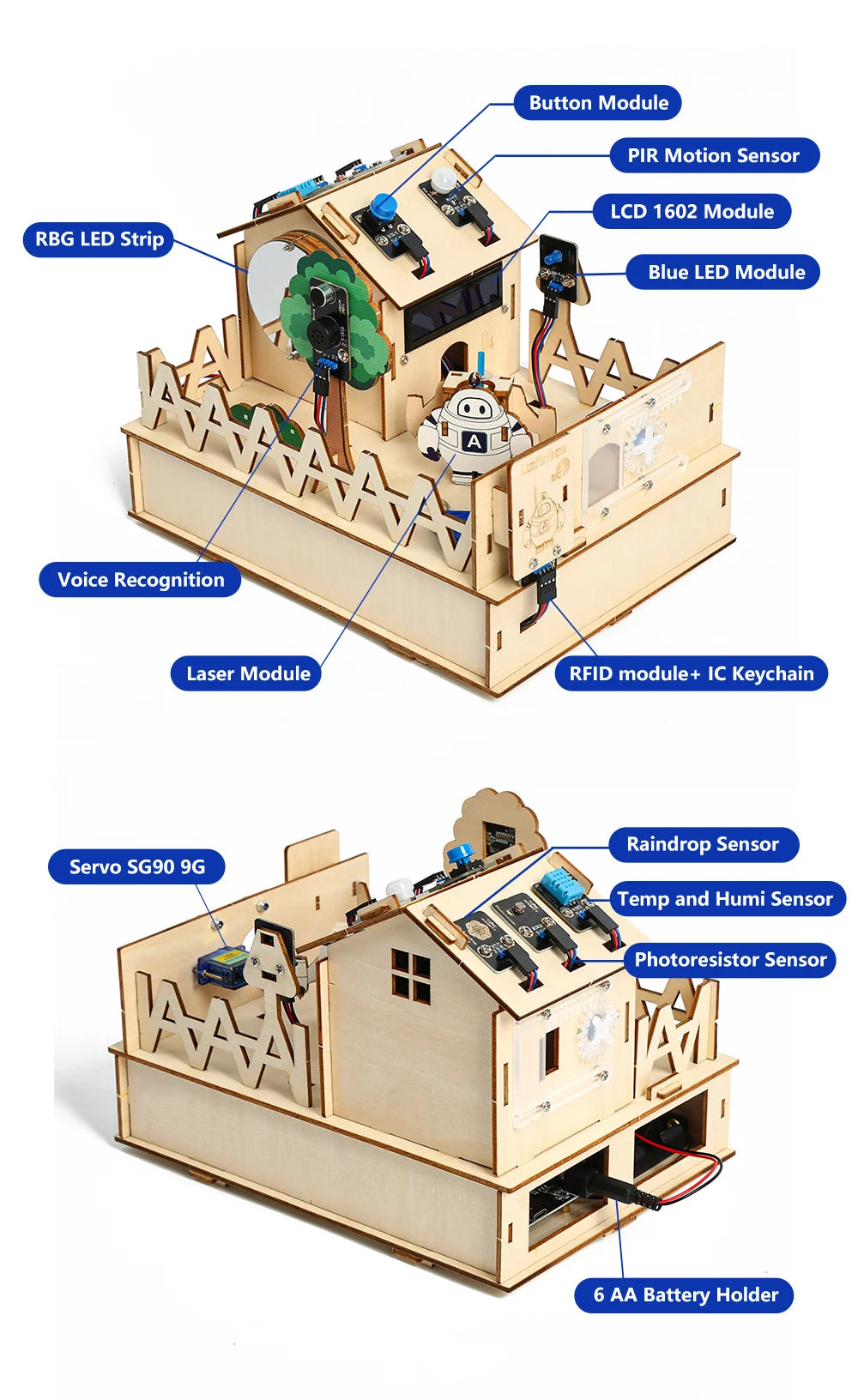ACEBOTT DIY Smart Home Kit for Arduino Kit Robot Starter Automation Projects Wooden House Learning Kit for ESP32