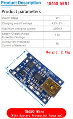 10pcs 5V 1A 18650 Lithium Battery Charging Board PLR TP4056 Lithium Charging Mini/Micro USB Type C Charge Module With Protect