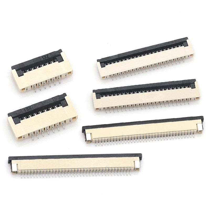 10pcs 4P 5P 6P 8P 10P 12P 14P 16P 20P 22P 24P 30P 34P 0.5mm/1mm Pitch Under Clamshell Socket FPC FFC Flat Cable Connector