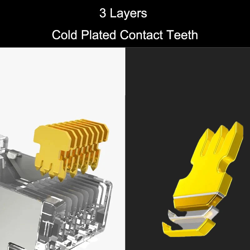 COMNEN  RJ45 Cat5/6/6A Pass Through Connectors Modular Plug , EZ to Crimp Modular Plug for Solid Or Stranded UTP Network Cable