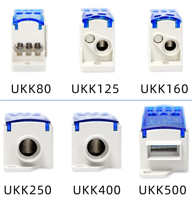 Din Rail Terminal Block UKK 80A/125A/160A/250A/400A Distribution Box One In Several Out Power Wire Electrical Connector Junction