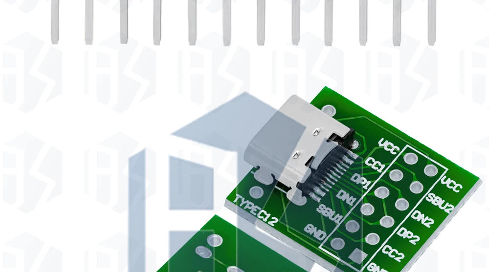 1~10PCS 5‌v 3a USB-C to DIP Breakout Board - Type-C Female Solderable Adapter with 24-pin Header for PCB Prototyping