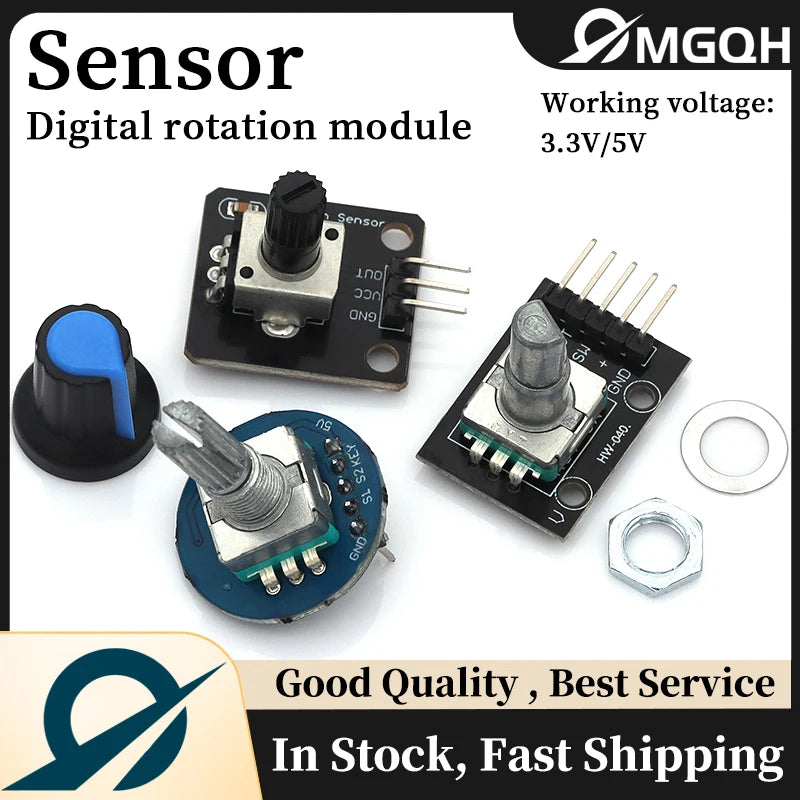 MGQH 360 Degrees Rotary Encoder Module For Arduino Brick Sensor Switch Development Board KY-040 With Pins