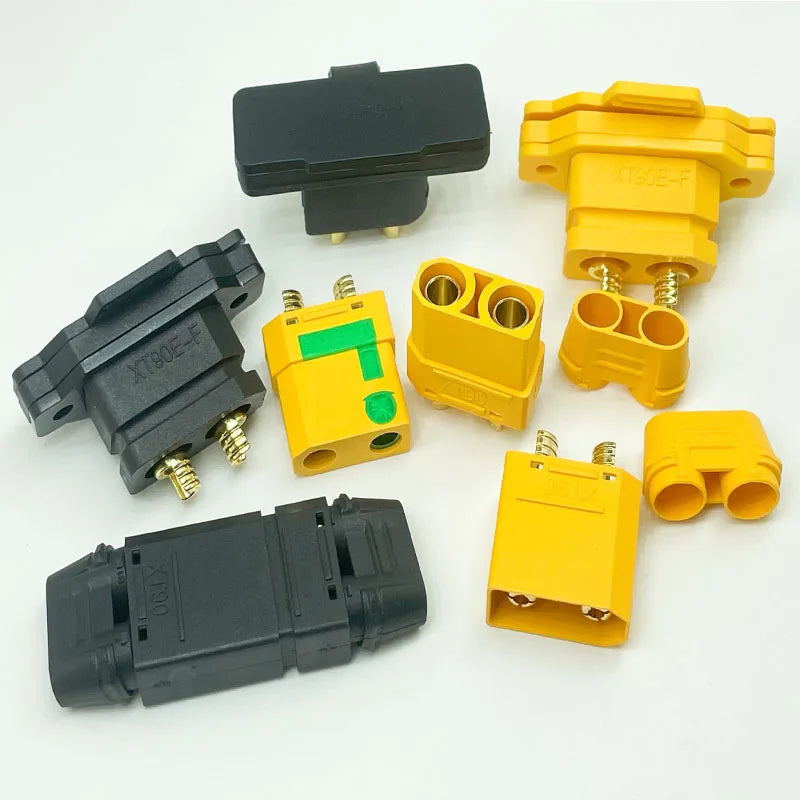 1/2/3/5pcs XT90-M XT90E-F XT90S XT90E  Male/Female Power Sockets Gold-Plated Battery Connectors Connector Sockets (Yellow/Black)