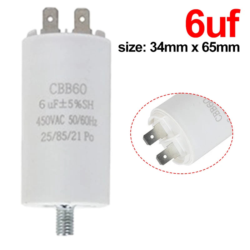 CBB60 Washing Machine Pump Starting Capacitor:4uf,5uf,6uf,8uf,10uf,12uf,14uf,15uf,20uf,25uf,30uf,35uf,40uf,45uf,50uf,60uf 450VAC