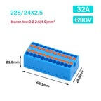 Wire Electrical Connectors PTFIX 2.5mm Wire Merging And Branching Device Push-in Terminal Block Connector Mount On Din Rail