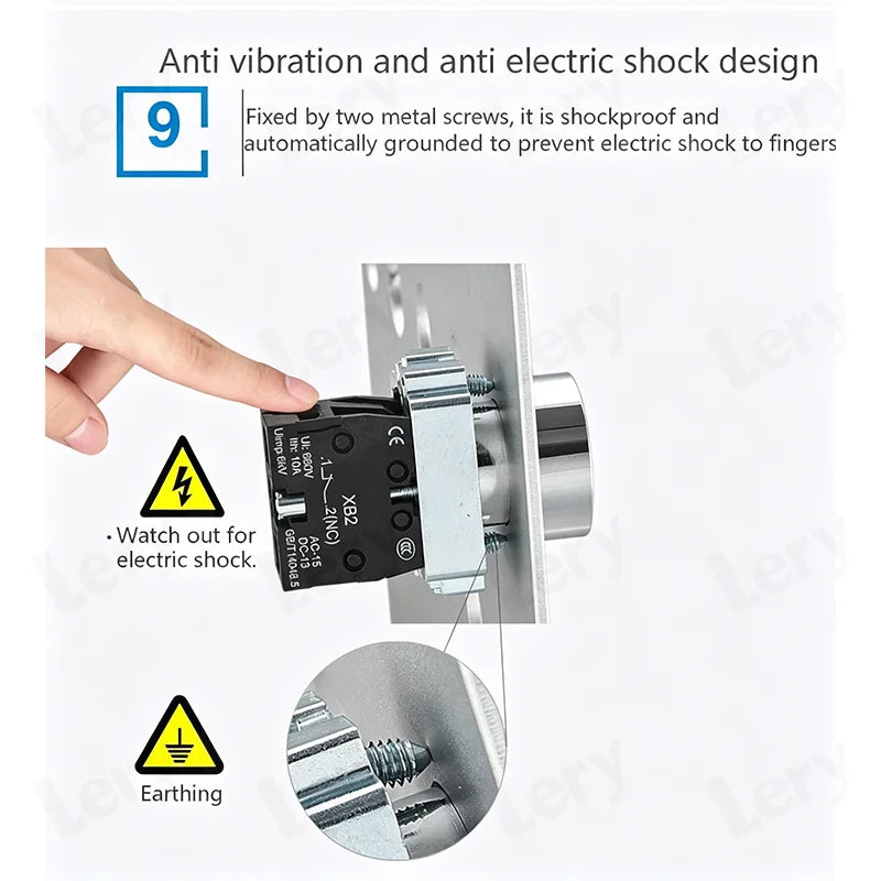 1Pcs XB2-BG21 XB2-BA31 XB2-BS54 22mm Knob Key Start Inching Power on Button Switch Self Reset Small Mushroom Head Emergency Stop