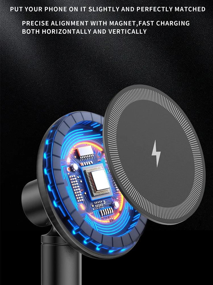 15W Strong Magnetic Wireless Chargers for iPhone Samsung Xiaomi Office Home Travel Desktop Fast Charger Mobile Phone Holder