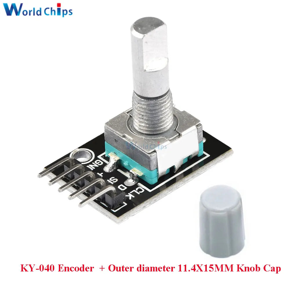 10 PCS 360 Degrees Rotary Encoder Module KY-040 HW-040 Sensor Switch 6MM Half Shaft Potentiometer Rotary Knob Cap 15×17 15×13.5