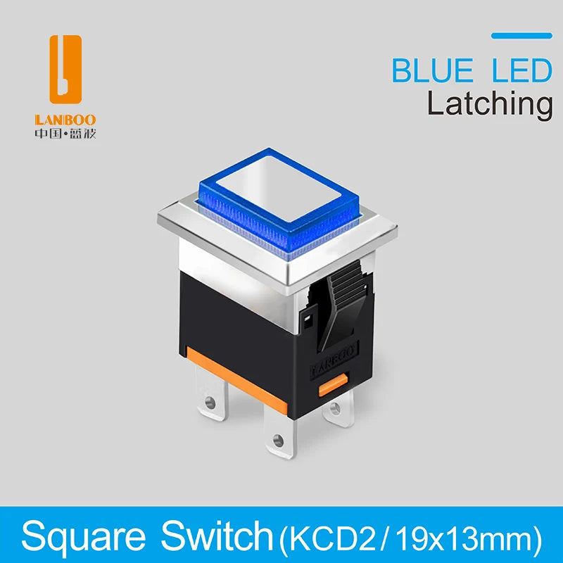 LANBOO High-End Quality Latching  Rocker Switch 20A 16Amp Current Push Button 2no2nc with LED 3-8V/9-24V/220V