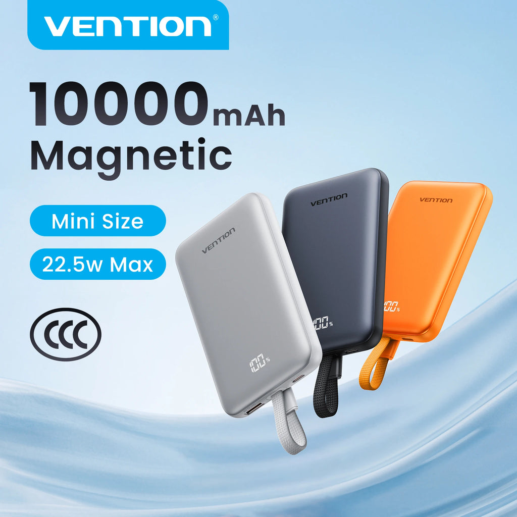 [CCC Certification] Vention Magnetic Power Bank 22.5W 10000mAh Portable 3C Powerbank 15W Wireless Fast Charger for iPhone 17 16