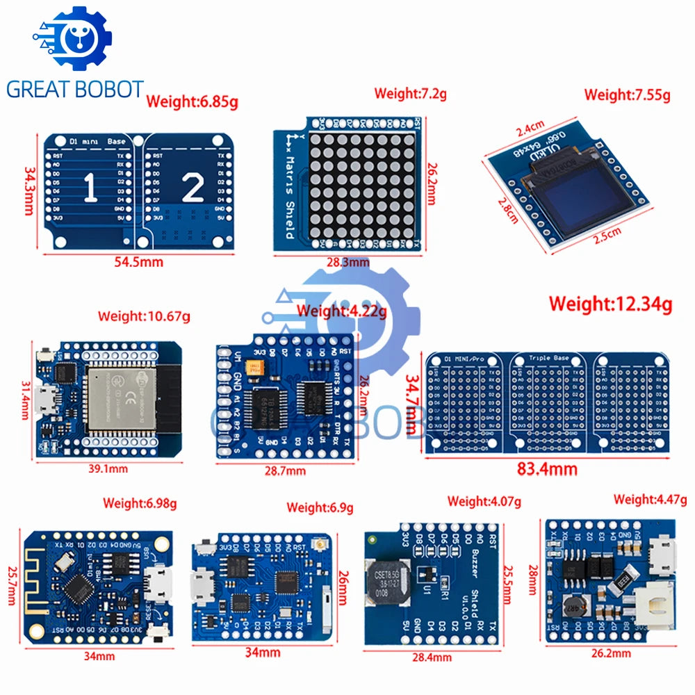 ESP8266 D1 Mini Pro WiFi Development Board NodeMcu 0.66 OLED DHT11 DHT22 buzzer Relay DS18B20 ESP32 Motor for WeMos DIY Kit