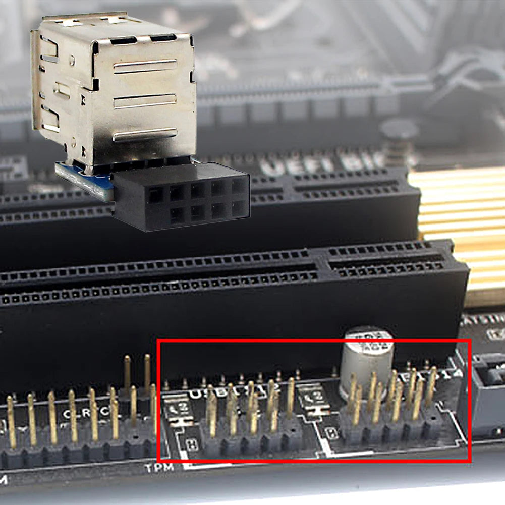 USB 2.0 Motherboard Header 9pin 10pin Motherboard to 2 Ports USB 2.0 Dual USB A 9 Pin Female Adapter Converter