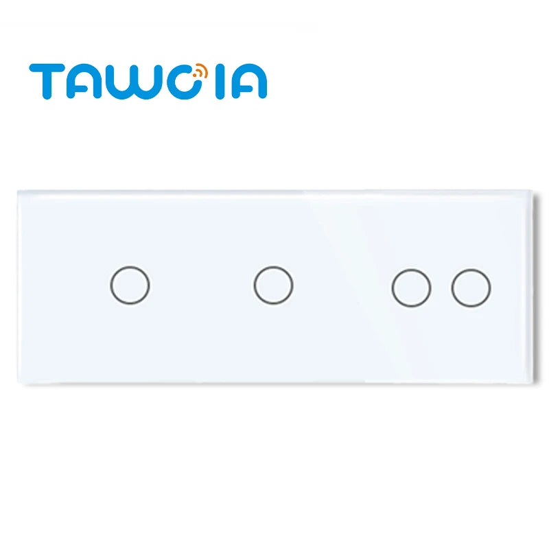 TAWOIA 1/2/3 Gang Touch Switch Double Light Switch Triple Sensor Switch 1Way EU Standard Glass Panel Blue backlight White Series