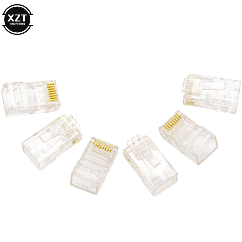 50/100 Pieces 8P8C RJ45 Clear Pass Through Connectors Modular Plug for Network CAT5 LAN Professional and High Quality