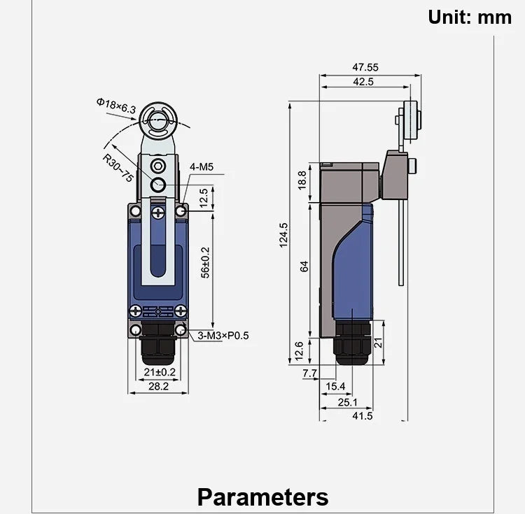 CNTD CZ-8109N Limit Switch Roller Rocker Arm Self Reset IP65 10A 250V SPDT Position Sensor for CNC Machine Industrial CE CCC