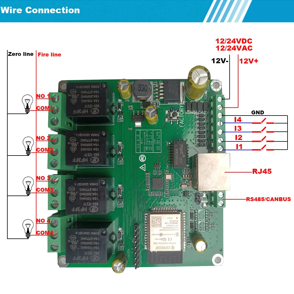 DTWONDER Smart WiFi Switch ESP32 Ethernet Relay Board Domoticz Home Assistant OpenHAB RS485 TCP UDP 4 Channel Timer IP Watchdog