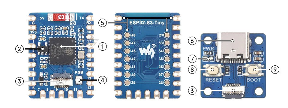 ESP32 S3 Tiny Mini ESP32-S3FH4R2 USB WIFI Bluetooth Stamp Board Detachable Design Dual-Core Processor