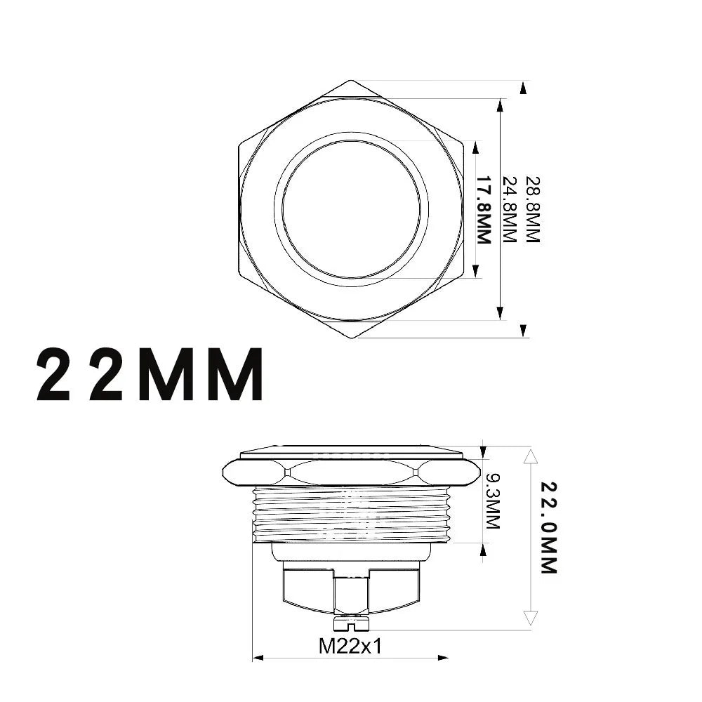 20pcs 16/19/22mm Momentary Reset Metal Push Button Waterproof Switch Screw Terminal Doorbell PC Power Switch Flat High Head 1NO