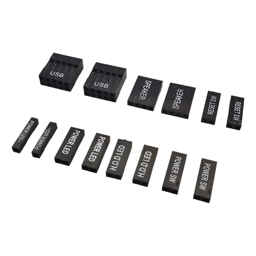 20pcs Printed DuPont Shell Connector for Computer Mainframe Audio, HDD LED, USB, +P, -P, Reset, Power SW, Speaker Connectors