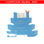 5/10 Sets Slim Relay HF41F 5V 12V 24VDC With Relay Base 41F-1Z-C2-1 LED & Circuit Protection DIN Rail Ulitra-thin Relay Modules
