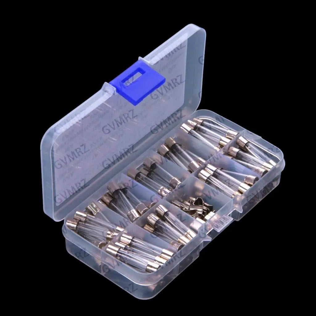 72PCS 6*30MM 0.5A-30A Glass Fuse Tubes 250V Box 0.5A 1A 2A 3A 5A 10A 15A 20A 30A 6X30