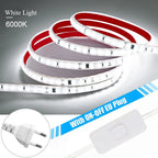 120LED/m LED Strip Light 220v Flexible&10cm Cuttable Soft Lamp Bar 2835 Tape Adhesive EU Plug Vanity Cabinet Wardrobe Home Decor