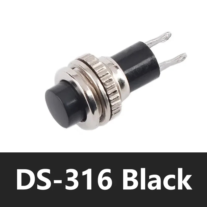 5/20/100PCS 10mm DS316 OFF-(ON) Momentary 0.5A 250VAC Panel Mount Push Button Switches DS-316 Black/Green/Yellow/Blue/White/Red