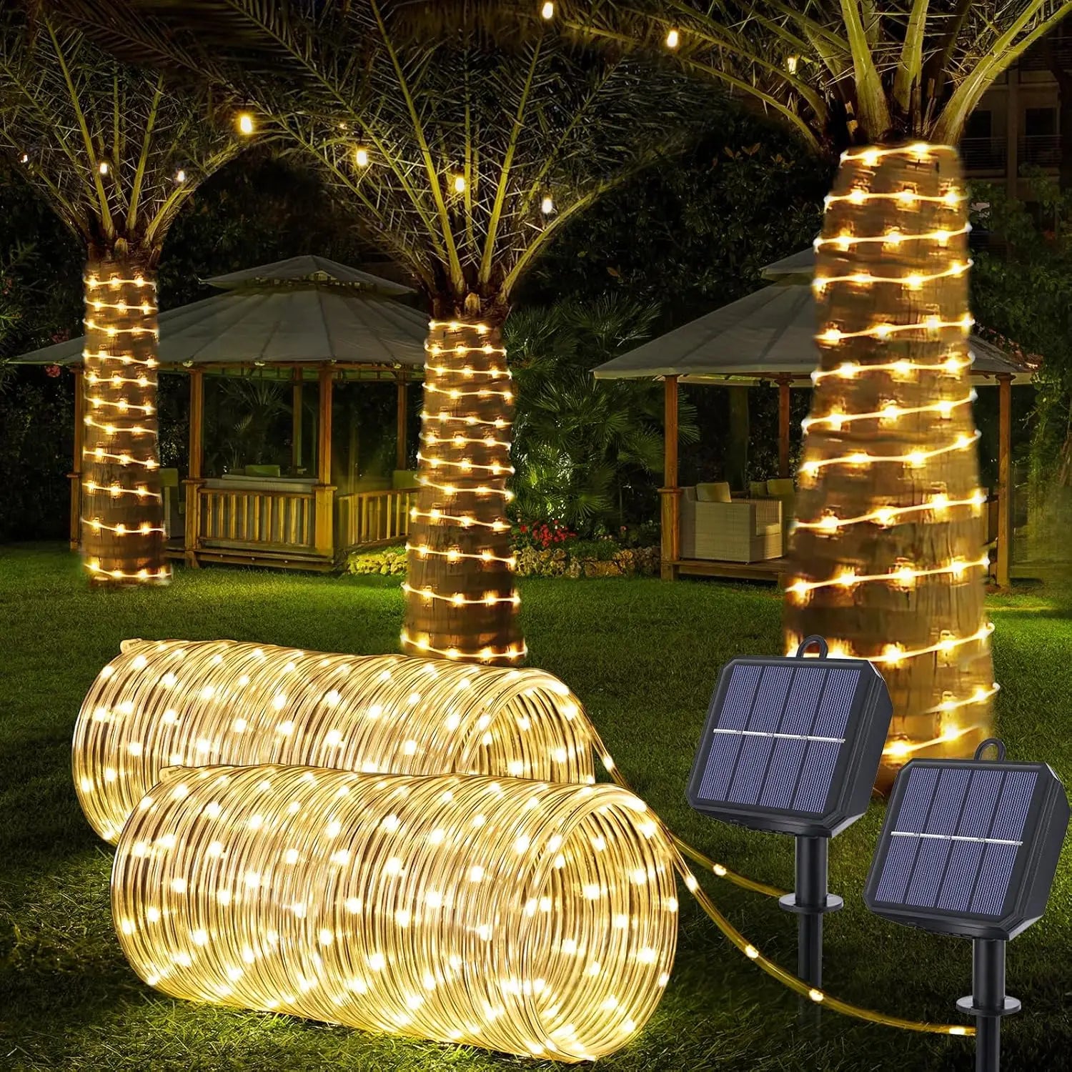 1pack Solar Rope Lights Solar LED Light Path Outdoor Garden Solar String Lights Waterproof Outdoor Lighting Strips 8 Light Modes