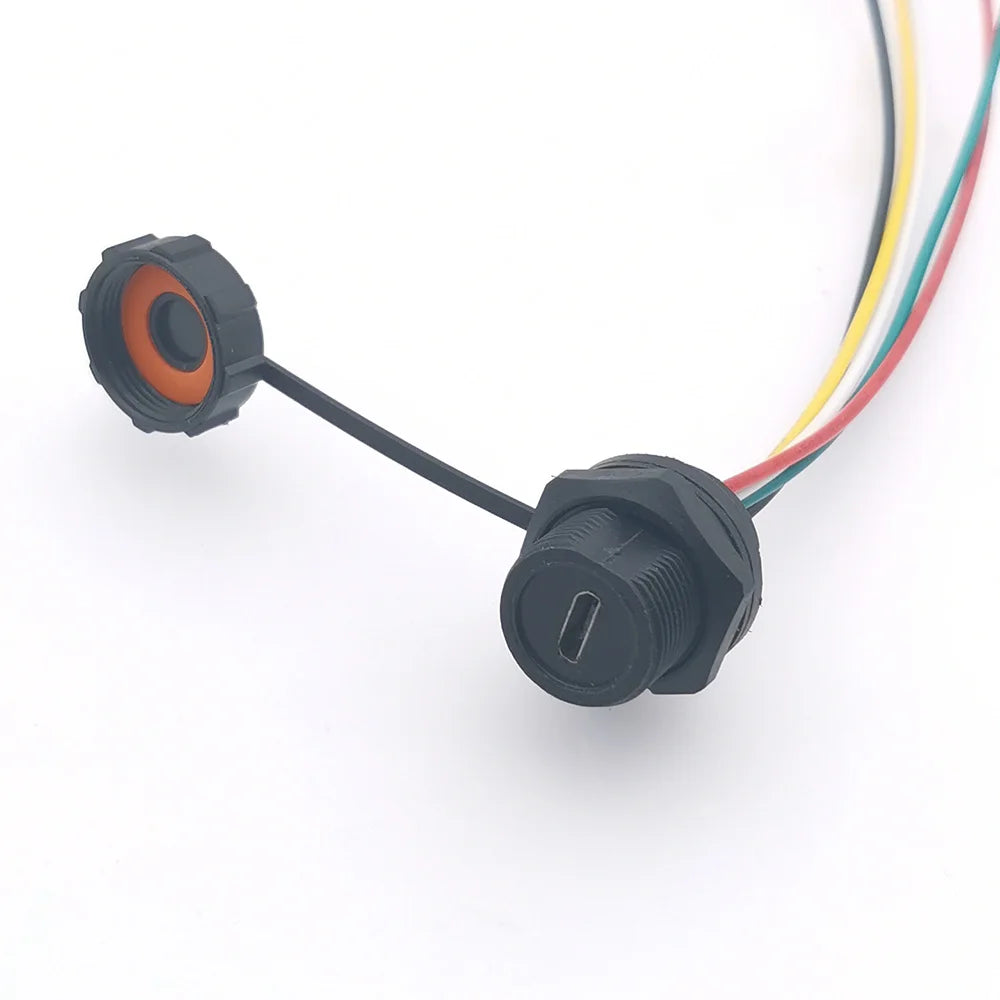 1pcs Threaded IP67 waterproof MICRO USB Connector USB-Micro Plug Socket With Cable PCB Female Connector Port