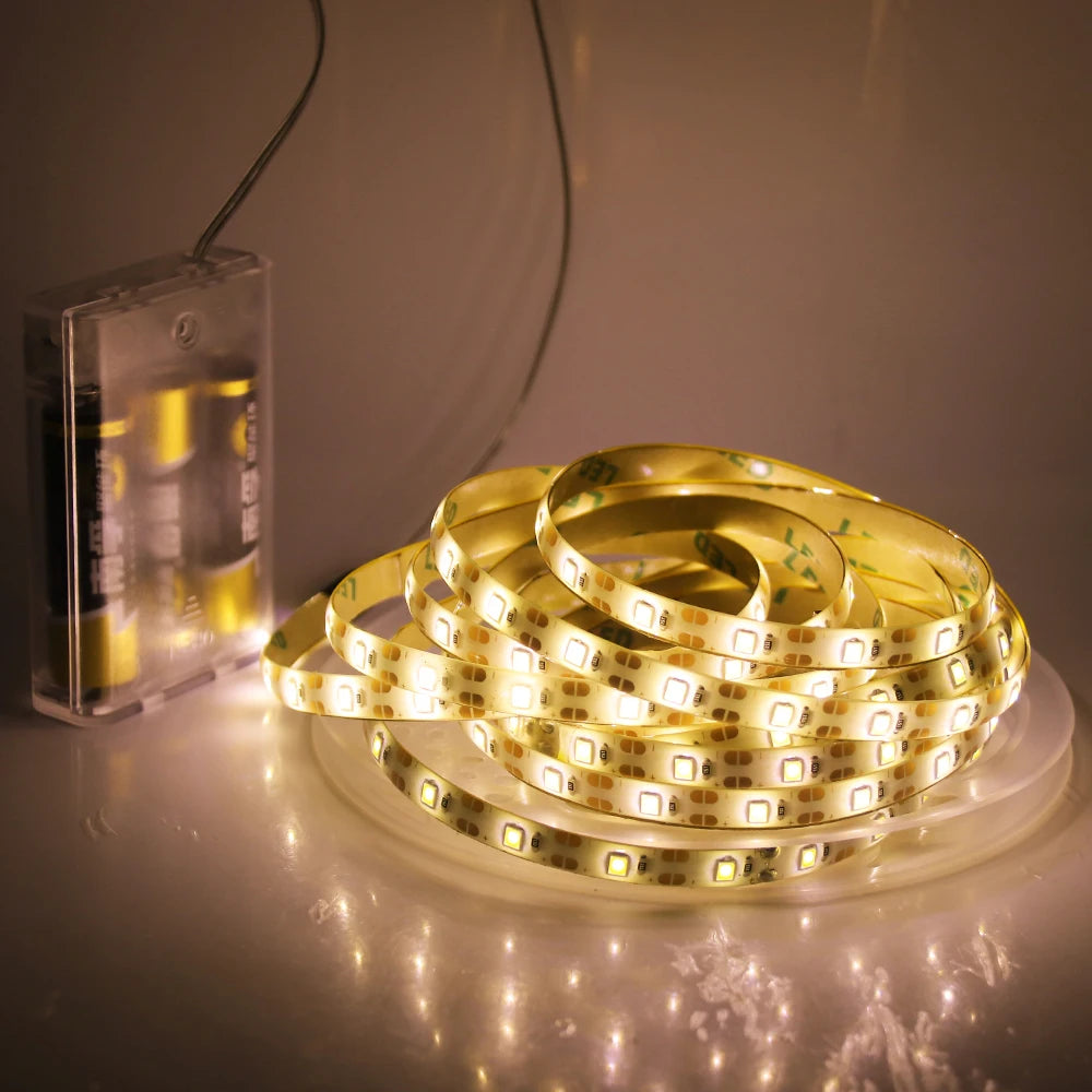 3AA Battery Power 5V Led Strip Light SMD 2835 60LED 1M 2M 3M 4M 5M 50cm Flexible LED Light Stripe Waterproof Ribbon Diode Tape
