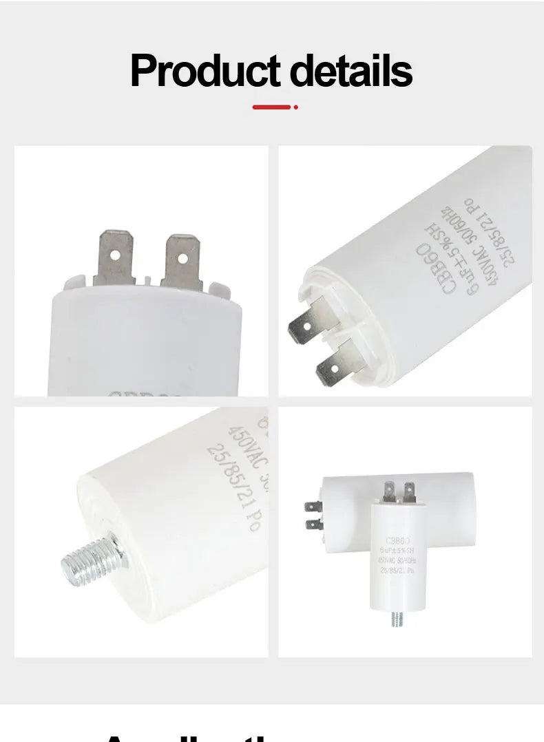 CBB60 Washing Machine Pump Starting Capacitor:4uf,5uf,6uf,8uf,10uf,12uf,14uf,15uf,20uf,25uf,30uf,35uf,40uf,45uf,50uf,60uf 450VAC
