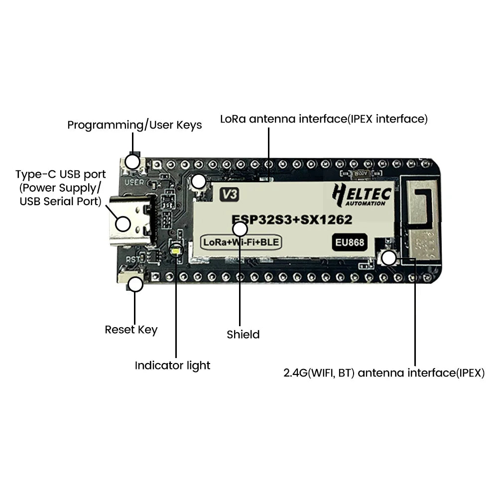 New 433-510MHZ/ 863-928MHZ Wireless stick lite ESP32+LoRa V3 development board compatible with ESP32-S3 node Type - C
