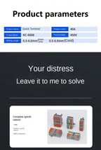 Fast Wire Connectors Universal Compact Terminal Block 6mm2 DIN Rail type Terminal 2 3 4 5 Pin Push-In Terminal Block With Lever